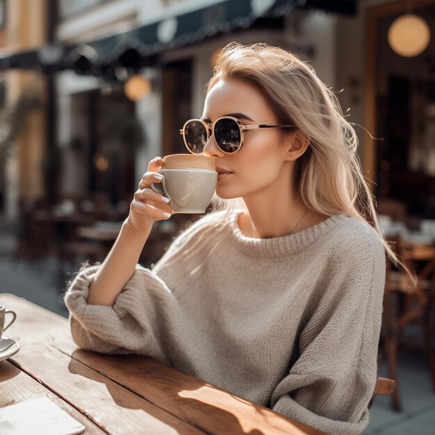 a young and trendy woman held sunglasses