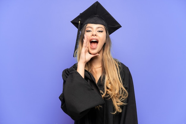 Young university graduate Russian girl isolated on white background with surprise and shocked facial expression