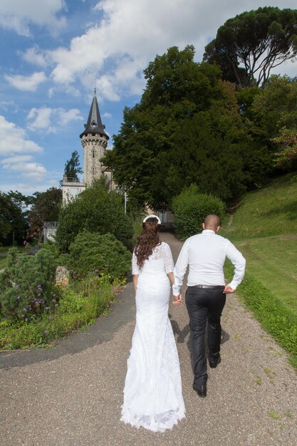 Young wedding couple