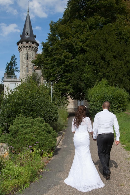 Young wedding couple