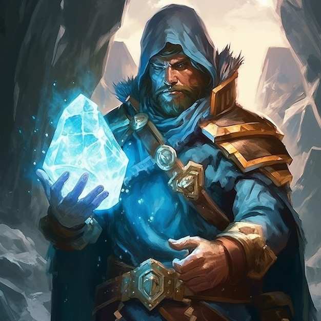 a young wizard is melting an ice wall with fire spells