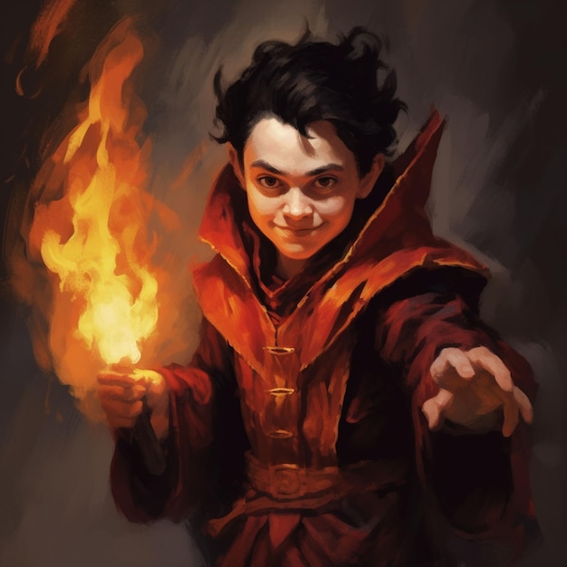 a young wizard is melting an ice wall with fire spells