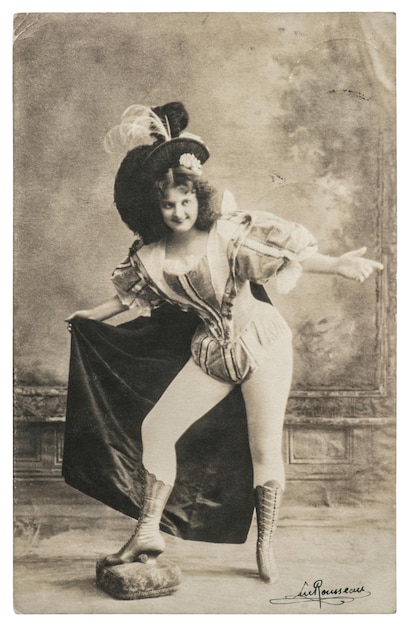 young woman actress wearing vintage historical dress