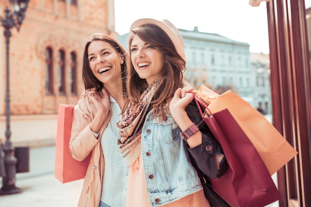 Young woman after shopping