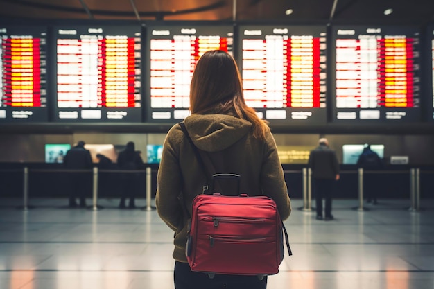 Foto giovane donna all'aeroporto