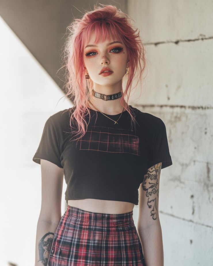 Photo young woman in alternative modern egirl style