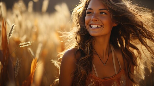 A Young Woman Amidst Swaying Wheat Fields