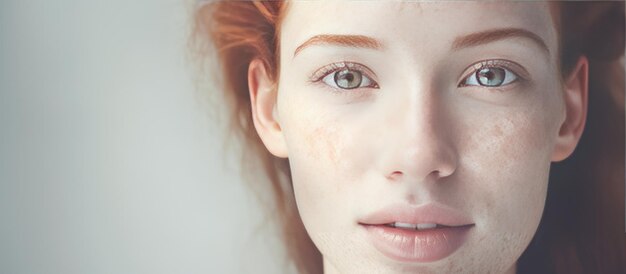 Foto giovane donna che applica crema idratante per la consapevolezza della pigmentazione della pelle e il concetto di trattamento con sovrapposizione di testo digitale