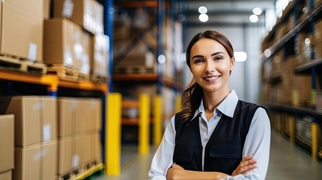 Young woman as apprentice in training in logistics profession