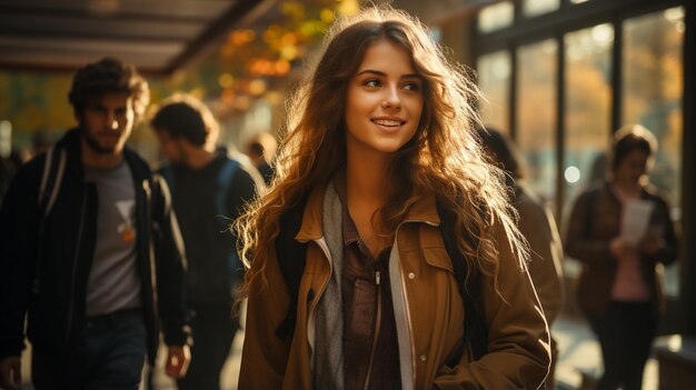 young woman in autumn city