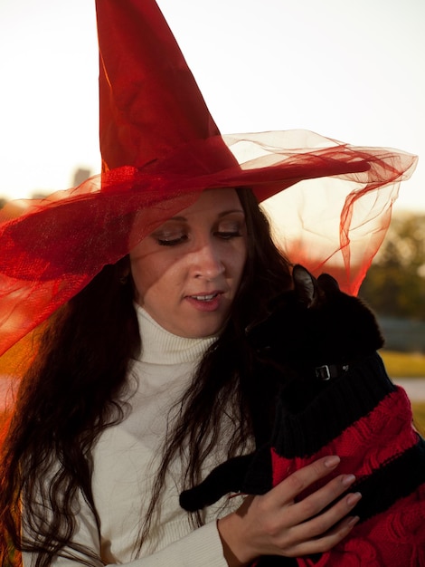 Young woman in autumn park.