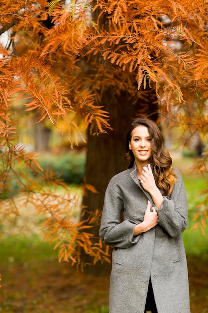 Young woman in the autumn park