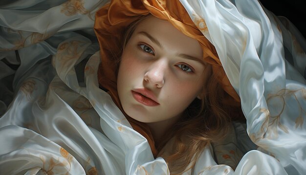 young woman beauty elegance sensuality fashion model looking at camera generated by artificial intelligence