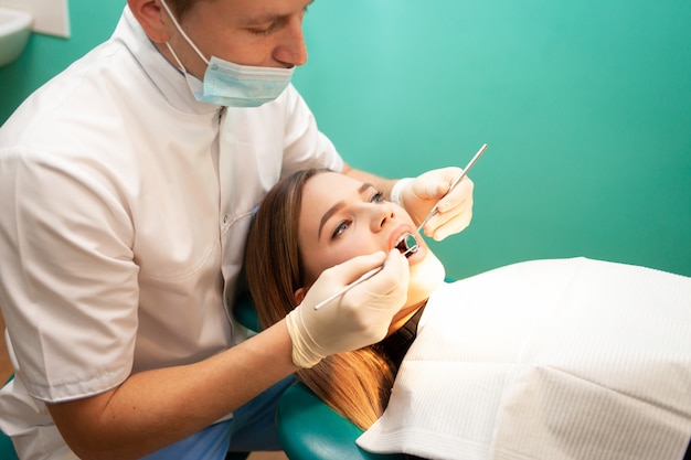 Young woman came to the dentist for examination