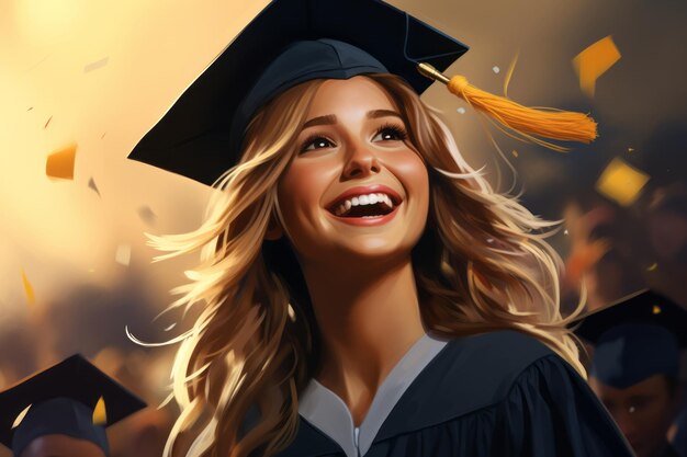 young woman celebrates her graduation milestone A moment of triumph and happiness Generative AI