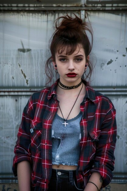 A young woman channels grunge fashion and the alternative spirit of the 1990s