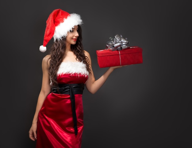 Young woman in a Christmas costume