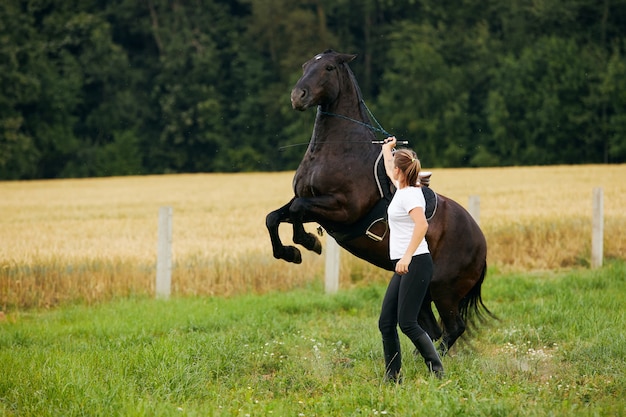 Young Woman Commanding Horse