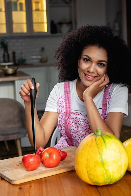 young woman cooking in the kitchen