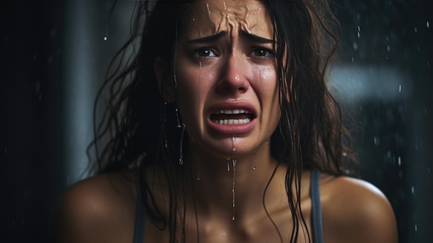 Young woman crying