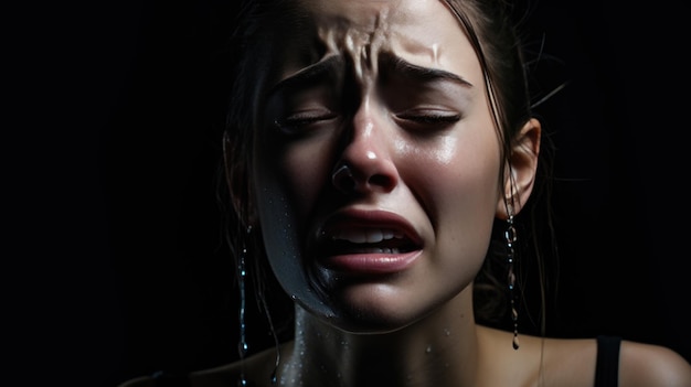 Young woman crying