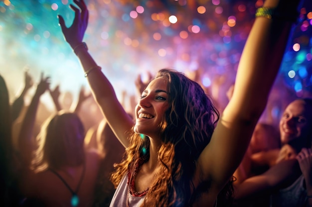 Young woman dancing at a rave party