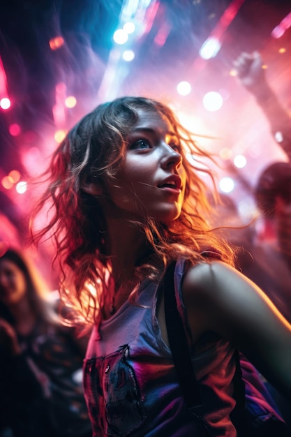 Young woman dancing at a rave party