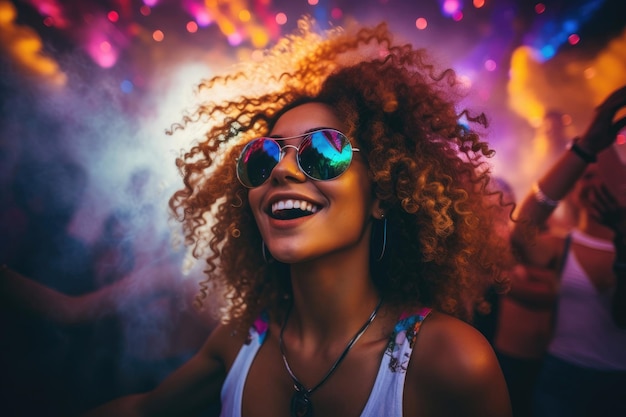 Young woman dancing at a rave party