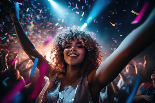 Young woman dancing at a rave party