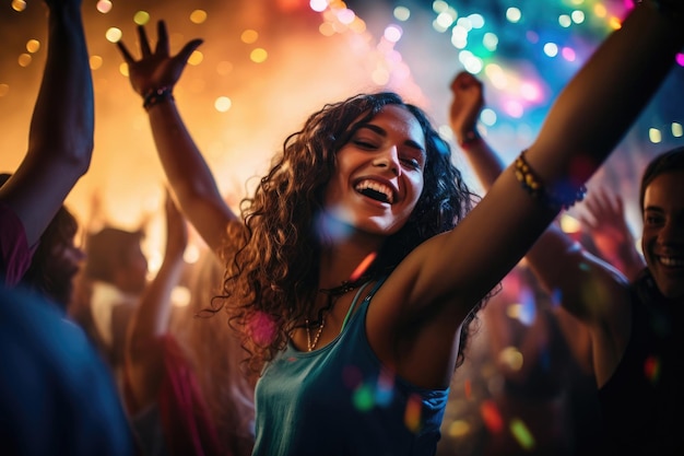 Young woman dancing at a rave party