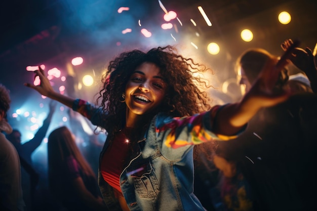 Young woman dancing at a rave party