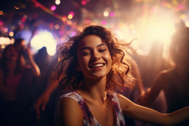 Young woman dancing at a rave party