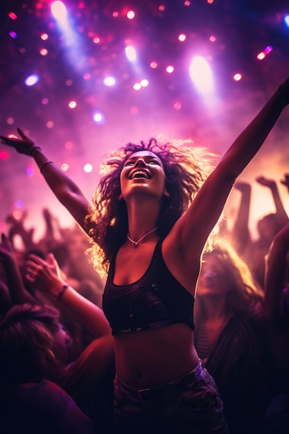 Young woman dancing at a rave party