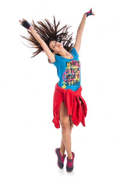 Young woman dancing street dance