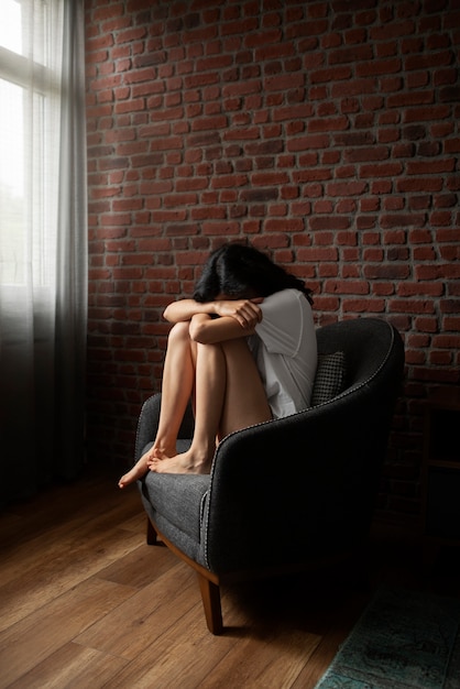 Photo young woman dealing with anxiety