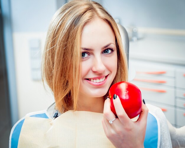 Young woman at the dental office.