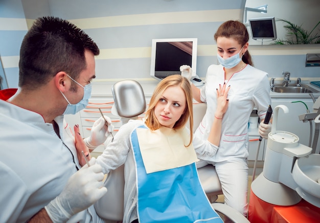 Young woman at the dental office.