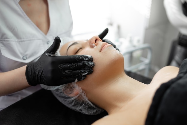 Young woman doing a cosmetic procedure