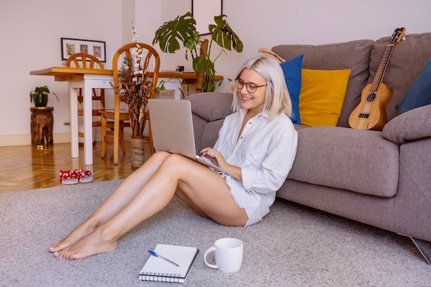 Young woman doing research work for her business