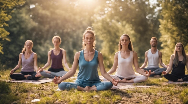 young woman doing yoga in the nature woman doing yoga exersise yoga lessons in the nature