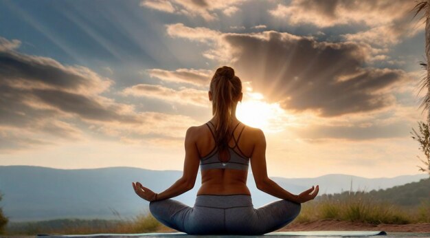 young woman doing yoga in the nature woman doing yoga exersise yoga lessons in the nature