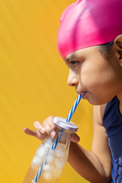 Young woman drinking milk