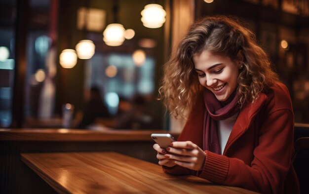 Young Woman Engaging in Online Shopping with Smartphone Generative AI