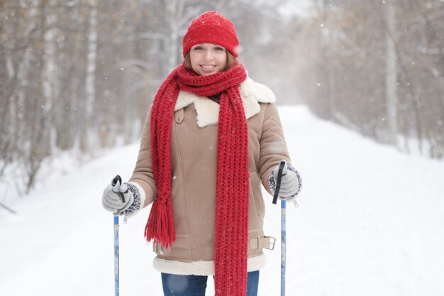 Young Woman Enjoying Skiing