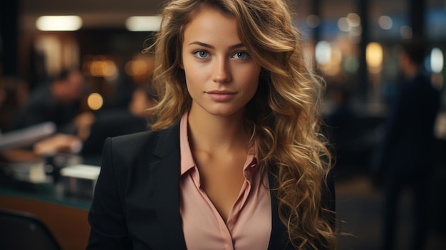 young woman in evening dress posing in studio