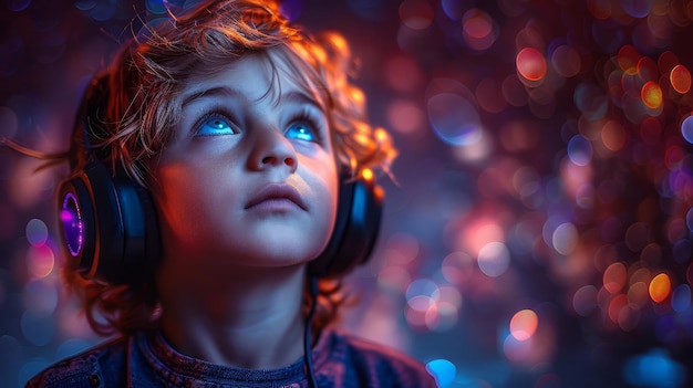 A young woman experimenting with an immersive nighttime experience