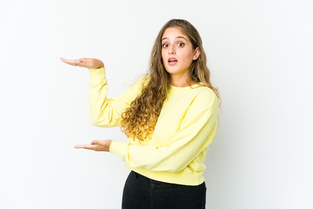 Young woman expressing emotions isolated