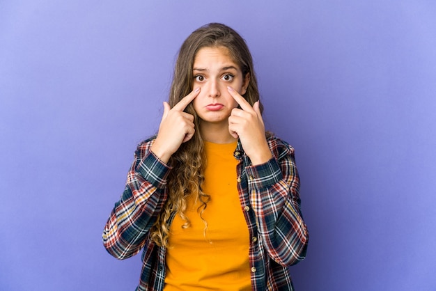 Young woman expressing emotions isolated