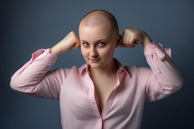 young woman fighting and recovering after breast cancer generative ai