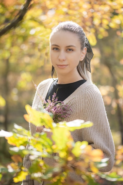 Young woman in forest